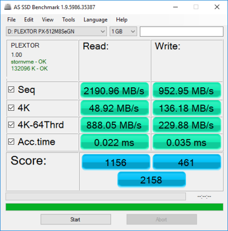 Plextor M8Se AS SSD