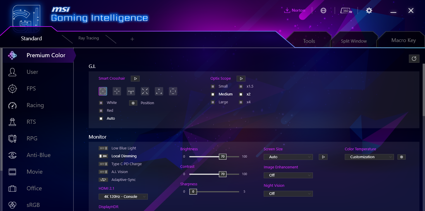 MSI MPG 271QRX Oprogramowanie